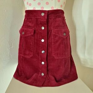 Corduroy Wine Mini Skirt
